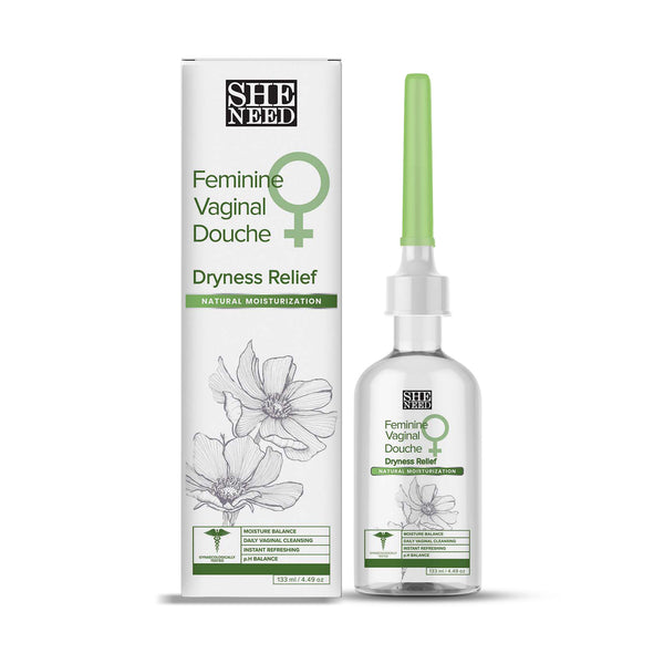 SheNeed Intimate Dryness relief Douche with natural moisturization,Reduces Flaky Skin, Improves Hydration & Increases Softness - 133 ML
