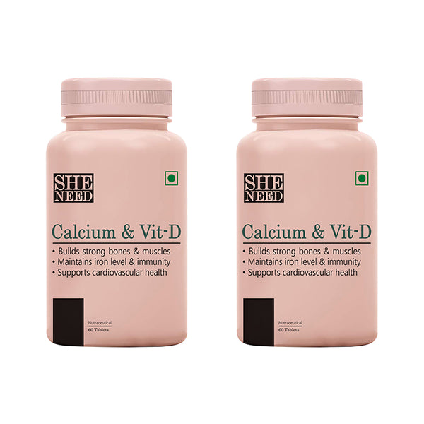 SheNeed Calcium and Vit-D Supplement-60 Capsules (Pack of 2)