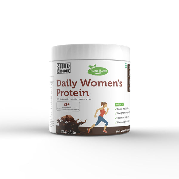 SheNeed Plant Based Daily Women’s Protein Drink with 21+ Nutrients for Women with Sitawar, Turmeric and Iron, Calcium For Hormone Balance, Bone, Hair And Skin & Muscle-300gm