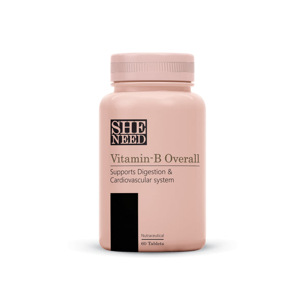 SheNeed Vitamin B Overall Supplements for Women – Boosts Digestion, Energy & Supports Cardiovascular System – 60 Tablets