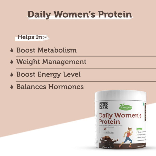 SheNeed Plant Based Daily Women’s Protein Drink with 21+ Nutrients for Women with Sitawar, Turmeric and Iron, Calcium For Hormone Balance, Bone, Hair And Skin & Muscle-300gm