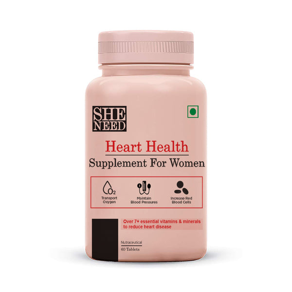 SHENEED WOMEN’S HEART HEALTH SUPPLEMENT - Balances Cholesterol Levels | Enhances Blood Circulation | Healthy Cardio vascular | Protects against free radical damages - 60 capsules