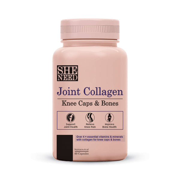 Sheneed Joint Collagen for Knee Caps & Bones & Joint care with Hydrolyzed Type-ll Collagen with Hyaluronic acid, Glucosamine, Vitamin-D with Amino-Acid - 60 capsules