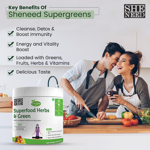Superfood Greens & Herbs with 42+ Vitamins & Minerals-Better Digestion & Detox - 300gm