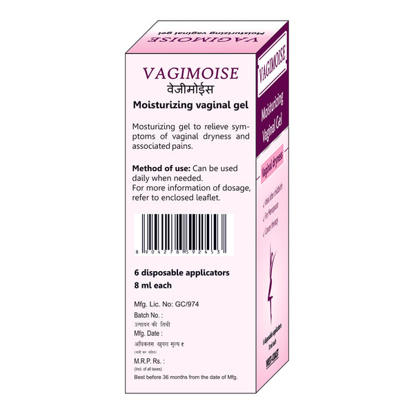 Westcoast Vagimoise Moisturizing Vaginal Gel With Intense Moisturization| Relief From Vaginal Dryness |6 Disposable Applicators 8ml Each