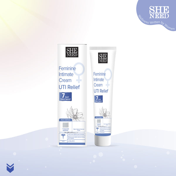 SheNeed Intimate Cream for UTI relief - 3 days yeast infection treatment | Reduces Yeast Infection from within | Kills bacteria |  7  applicator + 45gm tube