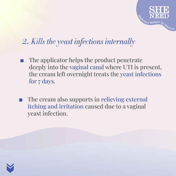 SheNeed Intimate Cream for UTI relief - 3 days yeast infection treatment | Reduces Yeast Infection from within | Kills bacteria |  7  applicator + 45gm tube