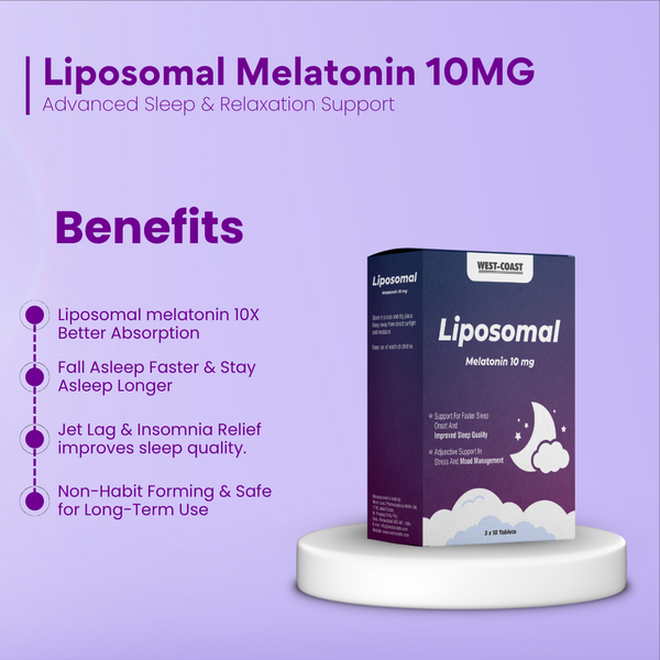 Liposomal Melatonin Max Strength 10mg – High Potency Sleep Support – Deep & Restful Sleep Aid – Reduces Sleep Latency – Jet Lag Relief – Non-Habit Forming – For Men & Women – 30 Tablets
