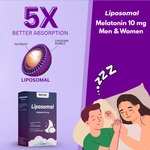Liposomal Melatonin Max Strength 10mg – High Potency Sleep Support – Deep & Restful Sleep Aid – Reduces Sleep Latency – Jet Lag Relief – Non-Habit Forming – For Men & Women – 30 Tablets