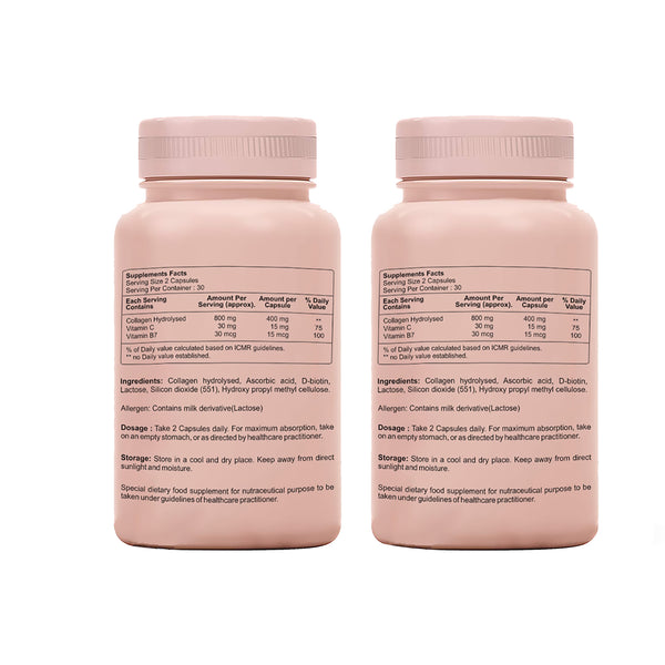 SheNeed Collagen Booster with Hydrolysed Collagen for Men & Women – 60 Capsules (Pack of 2)