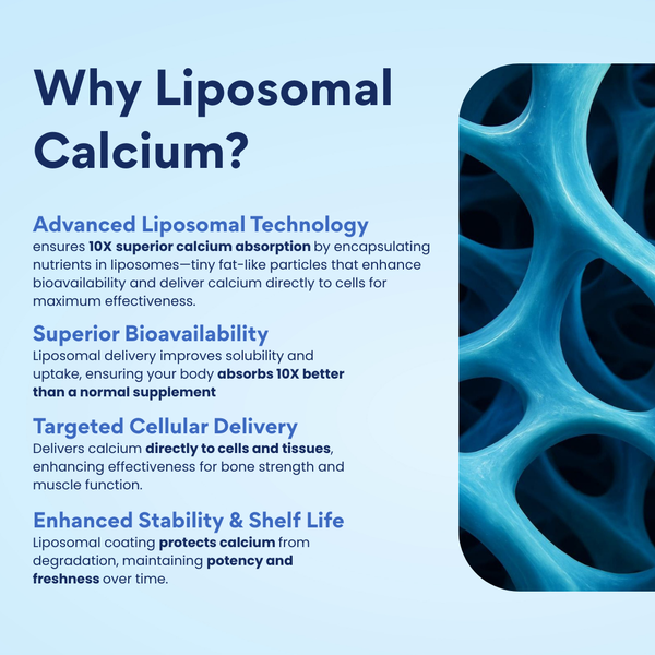 Liposomal Calcium 1300mg Supplement – 30 Tablets | 99% Stabilized Liposome Calcium | High Absorption | Bone, Joint, Muscle & Heart Support | For Men & Women | Non-GMO