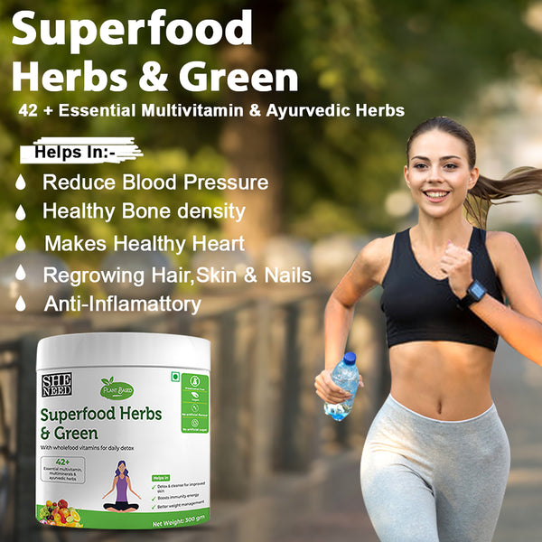 Superfood Greens & Herbs with 42+ Vitamins & Minerals-Better Digestion & Detox - 300gm