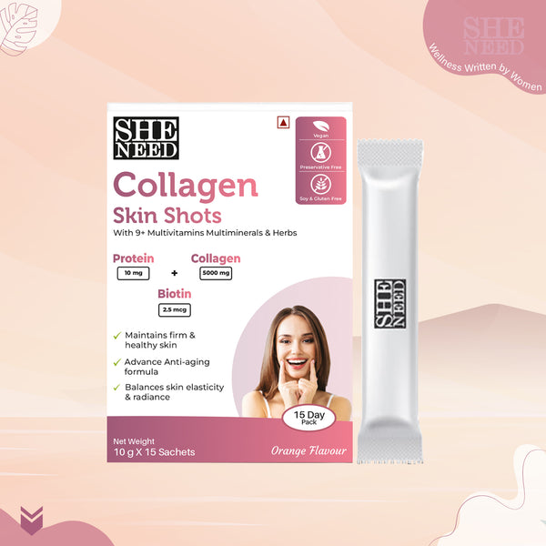 SheNeed Collagen Skin Shot Protein, Collagen & Biotin - 10g x 30 Sachets