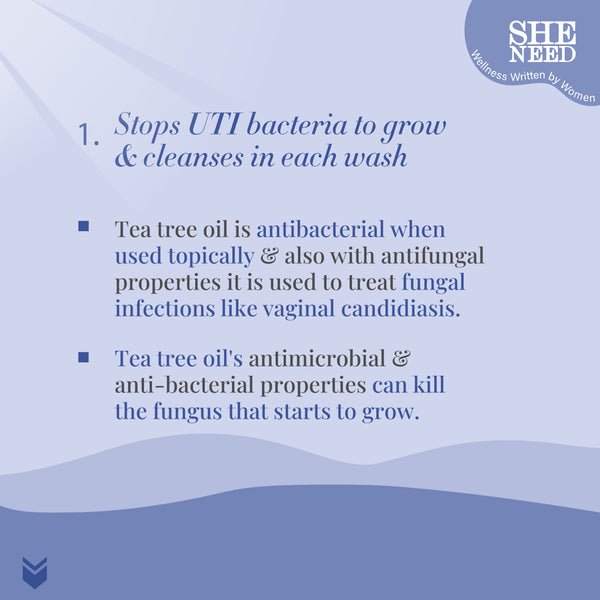 SheNeed  UTI relief Feminine Intimate Wash - Reduces Yeast Infection, Protects Against UTI And Itching With Ph-3.5. 100% Natural with Thyme Extracts And Tea Tree Oil - 100 ML