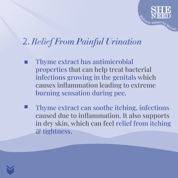 SheNeed  UTI relief Feminine Intimate Wash - Reduces Yeast Infection, Protects Against UTI And Itching With Ph-3.5. 100% Natural with Thyme Extracts And Tea Tree Oil - 100 ML