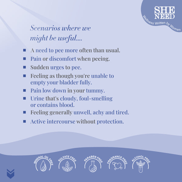 SheNeed  UTI relief Feminine Intimate Wash - Reduces Yeast Infection, Protects Against UTI And Itching With Ph-3.5. 100% Natural with Thyme Extracts And Tea Tree Oil - 100 ML