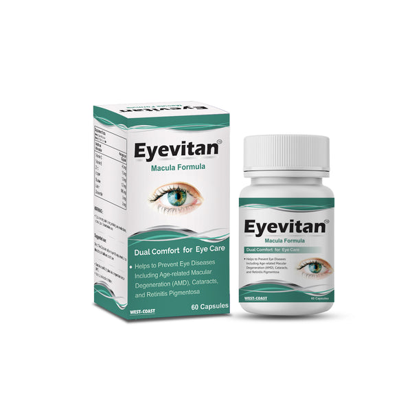 West-Coast Eyevitan Macula Formula Dual Comfort for Eye Care, Reduces symptoms like Blurry vision, empty spots in vision – 60 Capsules