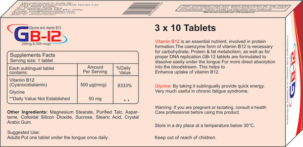 Westcoast GB-12 Tablets for Vitamin B12 Deficiency- 3x10 Tablets