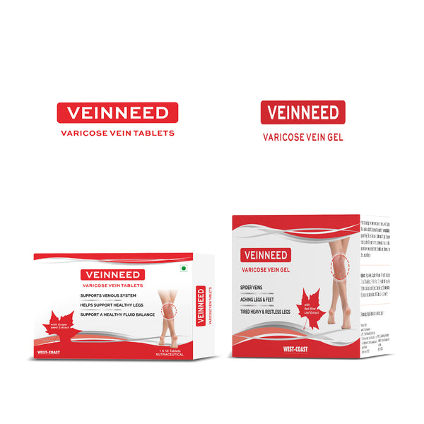 WEST-COAST Veinneed Varicose Vein Tablet with Grape Seed Extract, Horse Chestnut Fruit for Support Venous System, Management of Varicose & Spider Veins for Leg Care - 10 Tablets