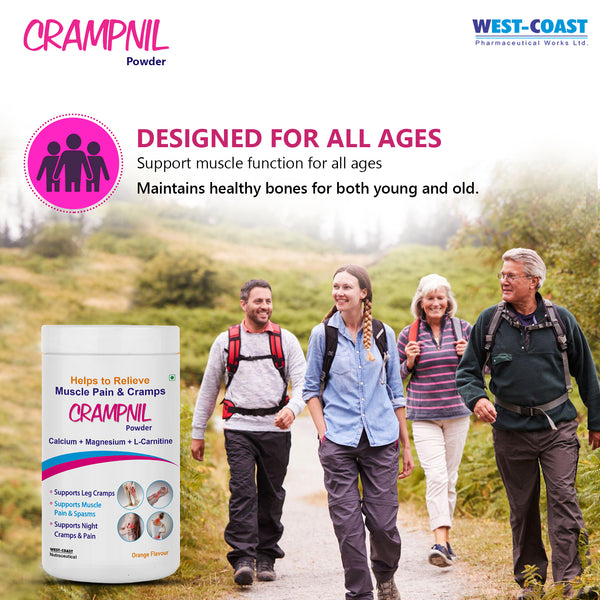 Westcoast Crampnil Powder |increase Blood Flow| Reduce Stiffness & Soreness | Relaxes Calf & Foot Cramp| Muscles & Cartilage| With Calcium + Magnesium + L-carnitine, Orange Flavour 180gm