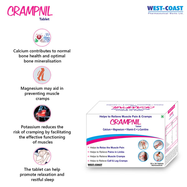 Westcoast Crampnil Tablets helps to relieve muscle pain, joint pain & cramps - 1x10 Tablets