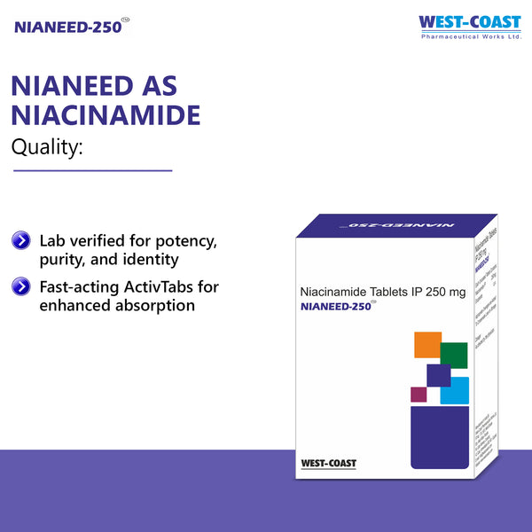 Westcoast Nianeed 250 Niacinamide For Blood Circulation & Skin Health | 60 Tablets