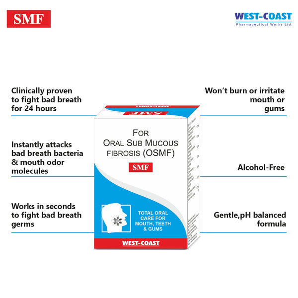 Westcoast SMF Oral Gel Gargle For Oral Sub Mucous Fibrosis Total Oral Care For Mouth, Teeth & Gums 12ml