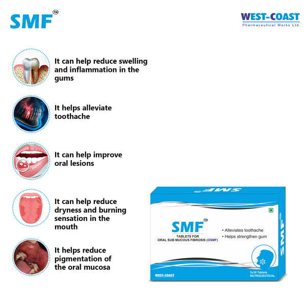 Westcoast Smf Tablet For Oral Sub Mucous Fibrosis Total Oral Care For Mouth, Teeth & Gums, 3x 10 Tablets