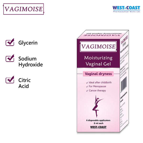 Westcoast Vagimoise Moisturizing Vaginal Gel With Intense Moisturization| Relief From Vaginal Dryness |6 Disposable Applicators 8ml Each