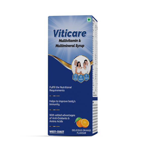 WEST-COAST Viticare Multivitamin & Multimineral Syrup, | over 24+ key nutrients for daily nutritional requirement with grape seed extract | - 200ml