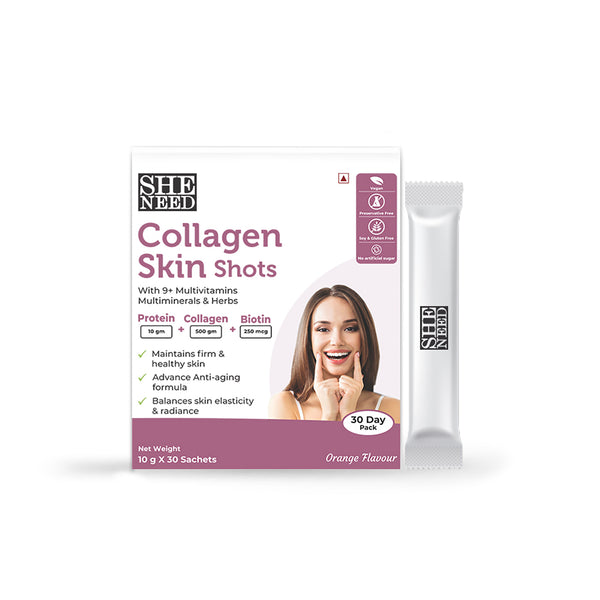 SheNeed Collagen Skin Shot Protein, Collagen & Biotin - 10g x 30 Sachets