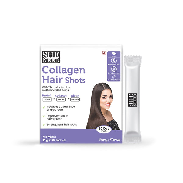 SheNeed Collagen Hair Shot with Protein, Biotin & Collagen -15g x 30 Sachets