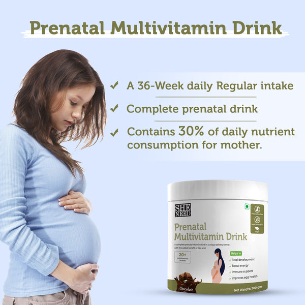 SheNeed Prenatal & postnatal Multivitamin Womens health Drink-300gm (combo pack)