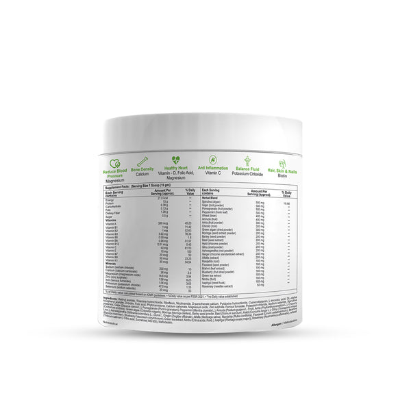 SheNeed Superfood Greens & Herbs with 42+ Vitamins & Minerals-Better Digestion & Detox - 300gm AND GET FREE CGG Collagen serum - 2x Collagen restorative - 10 ml