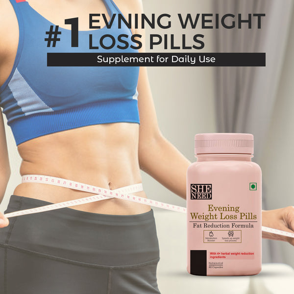 SheNeed Evening Weight Loss Pills With Fat Reduction Formula Post Exercise, For Men & Women With Green Coffee Extract, Vitamin D & Theanine, Vegan – 60 Capsules AND GET FREE CGG Collagen serum-2X Collagen Restorative-10ml