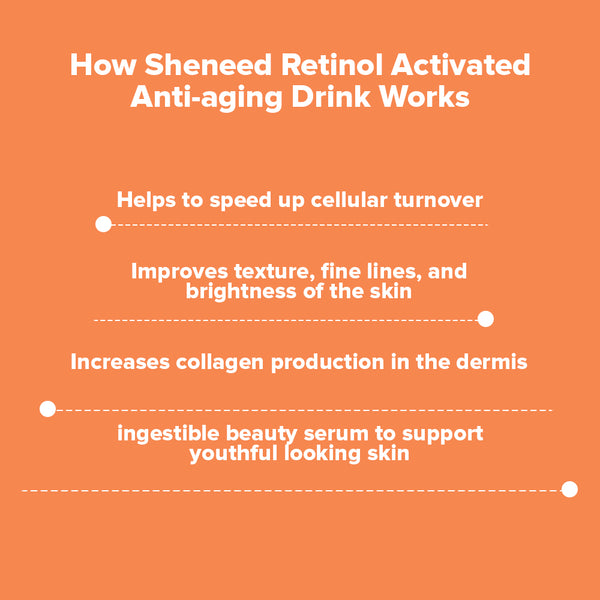Sheneed Retinol activated anti-aging drink with Pure Vitamin A & C, reduces wrinkles- Vegan-30x10.gms