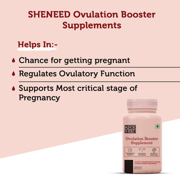 Sheneed Ovulation Booster supplement for women with myo inositol, CoQ10, DHA, Shatavari, Zinc, Chasteberry, Vitamin B9 to boost egg quality for pregnancy