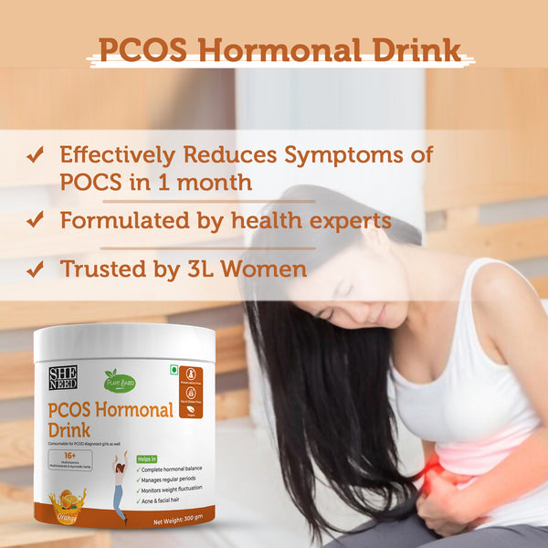 SheNeed Plant Based PCOS Hormonal Drink For Women With Beet Root Extract, Cranberry Extract, Ashwagandha For Hormonal, Period Cycle & Weight Balance For PCOD AND GET FREE  SheNeed Plant Based PCOS Hormonal Drink For Women-300gm