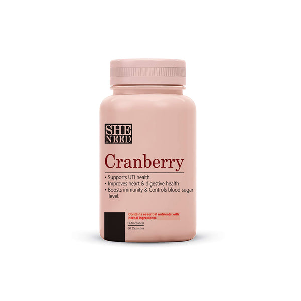 SheNeed  Cranberry  Supplements (400mg) - Supports UTI & Digestive Health- 60 Capsules
