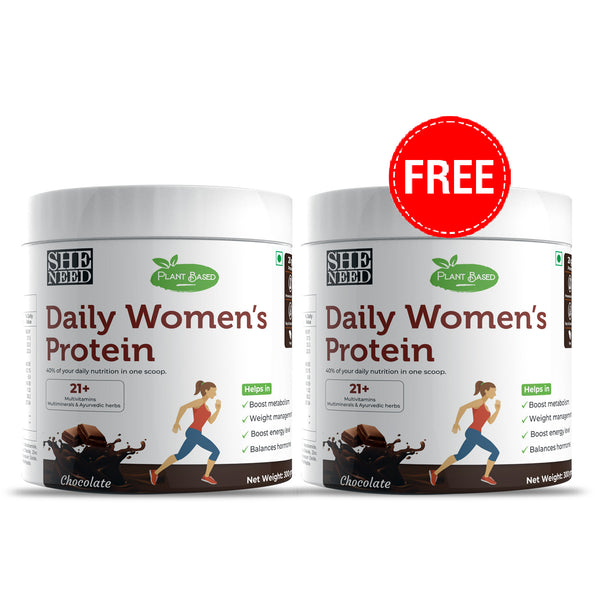 BUY SheNeed Plant Based Daily Women’s Protein Drink with 21+ Nutrients for Women -300gm AND GET FREE  SheNeed Plant Based Daily Women’s Protein Drink with 21+ Nutrients for Women -300gm