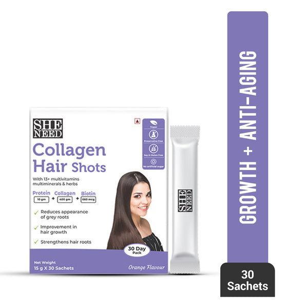 SheNeed Collagen Hair Shot with Protein, Biotin & Collagen -15g x 30 Sachets