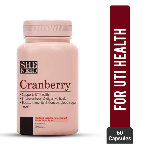 SheNeed Crave For Cranberry Supplements (400mg) For Women - Supports UTI & Digestive Health- 60 Capsules AND GET FREE CGG Vitamin C serum-10x Anti-aging Booster -10ml
