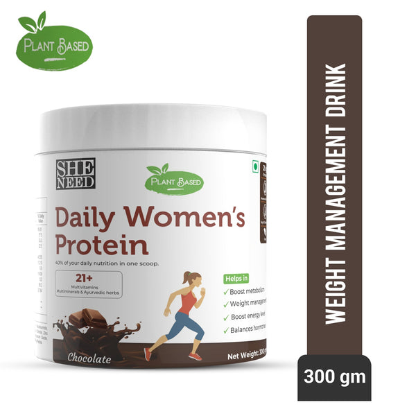 SheNeed Plant Based Daily Women’s Protein Drink with 21+ Nutrients for Women with Sitawar, Turmeric and Iron, Calcium For Hormone Balance, Bone, Hair And Skin & Muscle-300gm